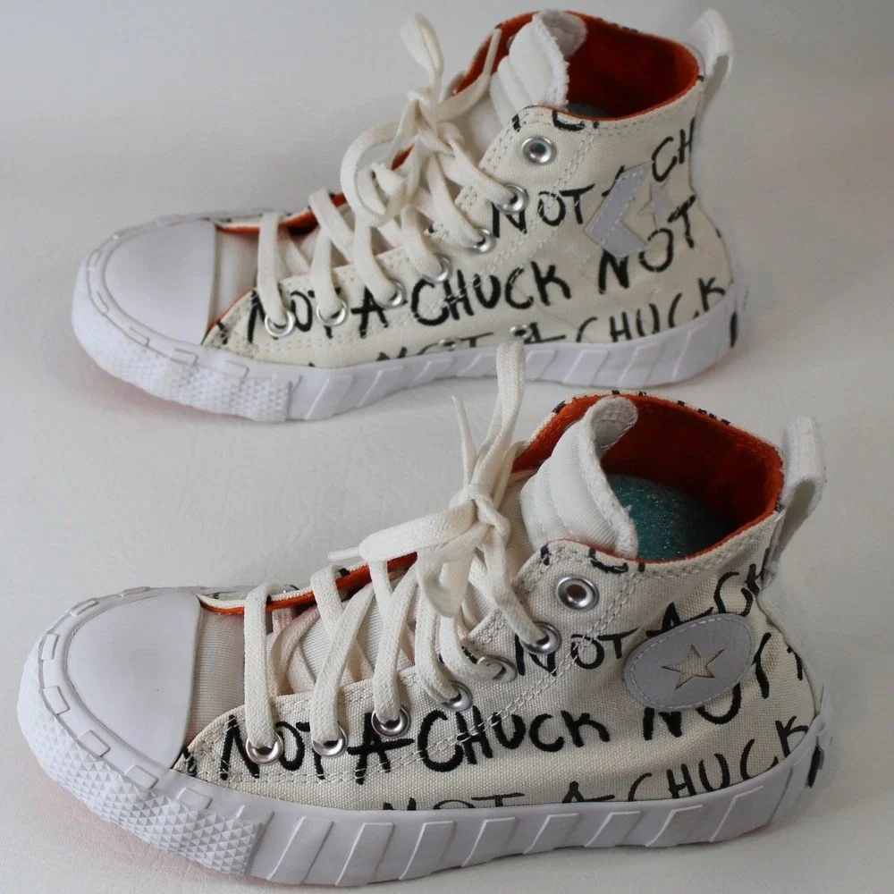 Converse Chuck Taylor All Star High Top‎ NOT A CHUCK Print White Orange SZ 4 US
